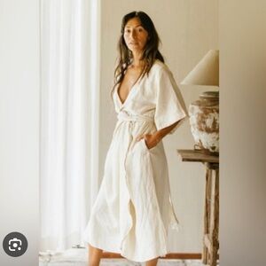 MYRAH PENALOZA Magdalena Gown Linen Wrap Dress